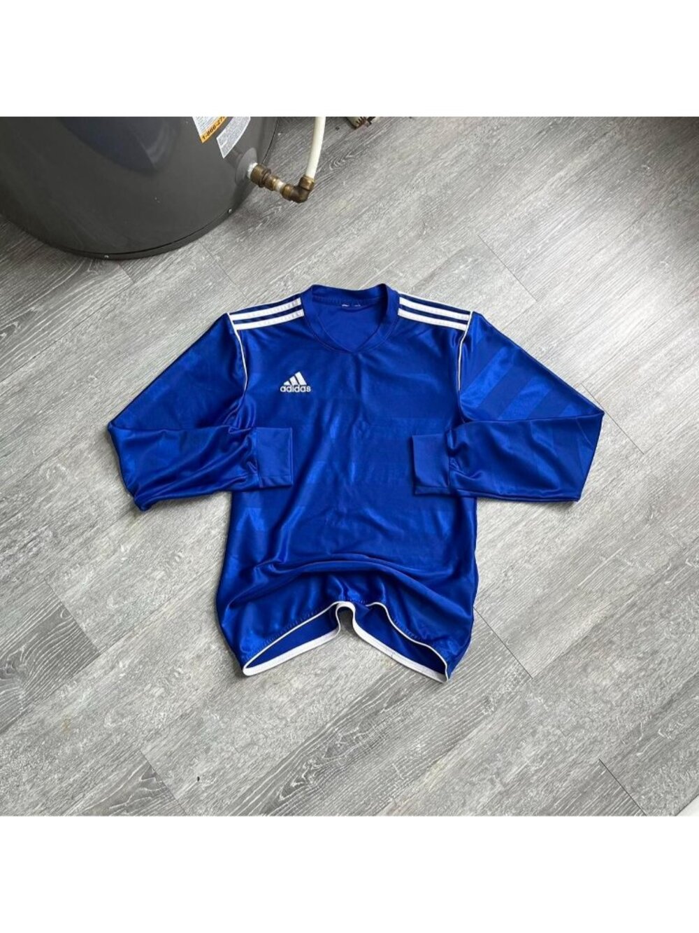 Blue / White Adidas Early 2000’s Embroidered Logo Long-Sleeve Soccer Shirt